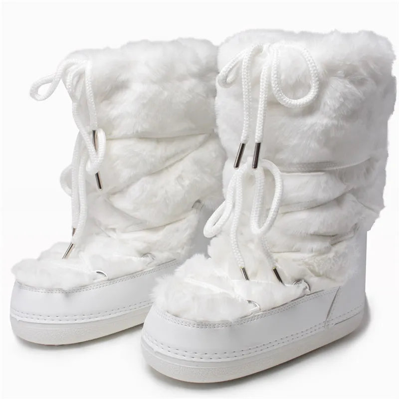 2024 Platform Snow Boots – Faux Fur & Lace-Up