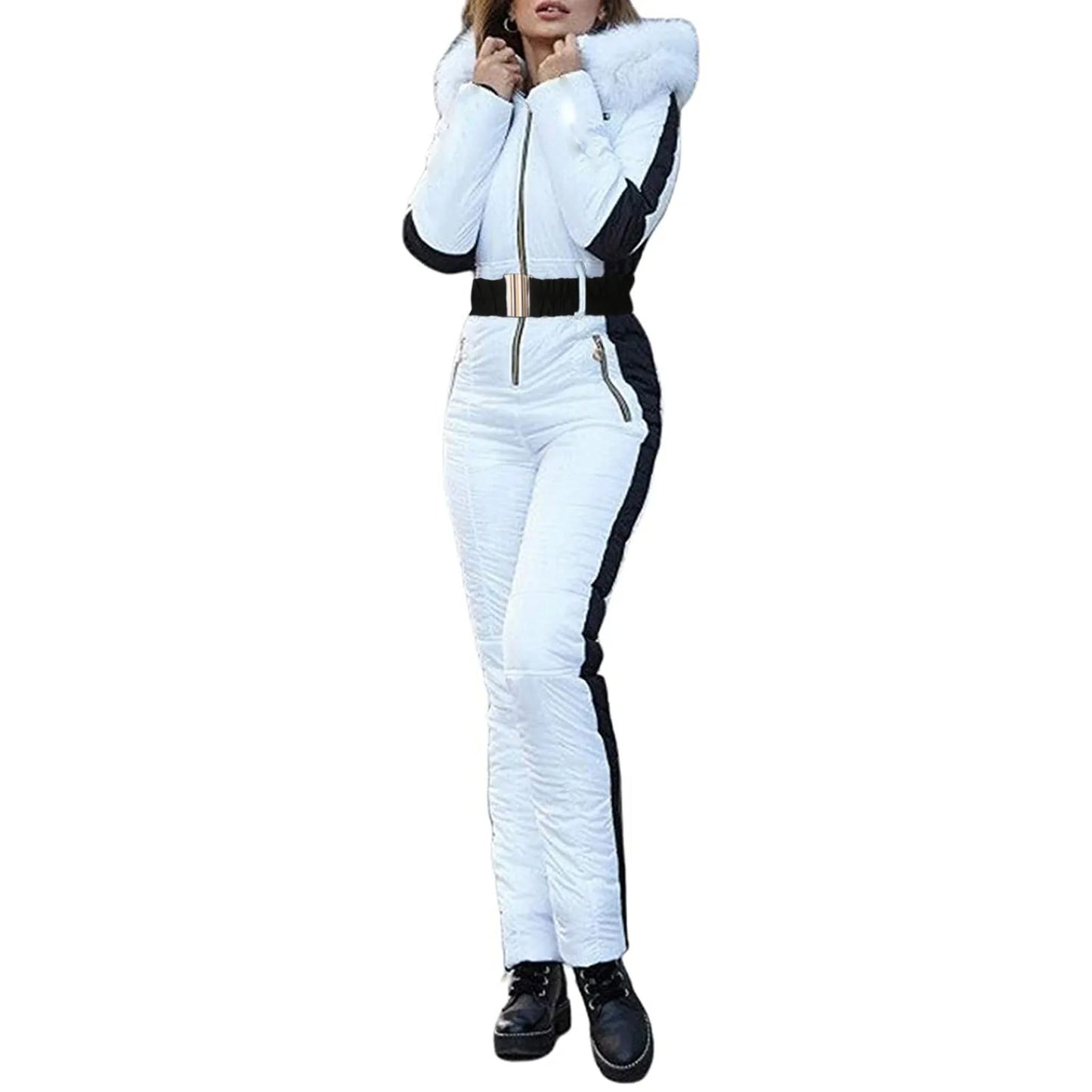 Women's Winter Ski Jumpsuit – Quilted & Zippered