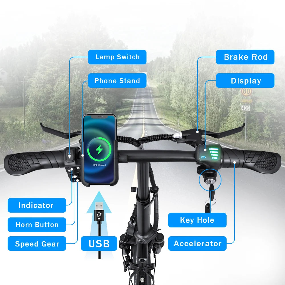 14" Folding Ebike Multi-Shock Suspension