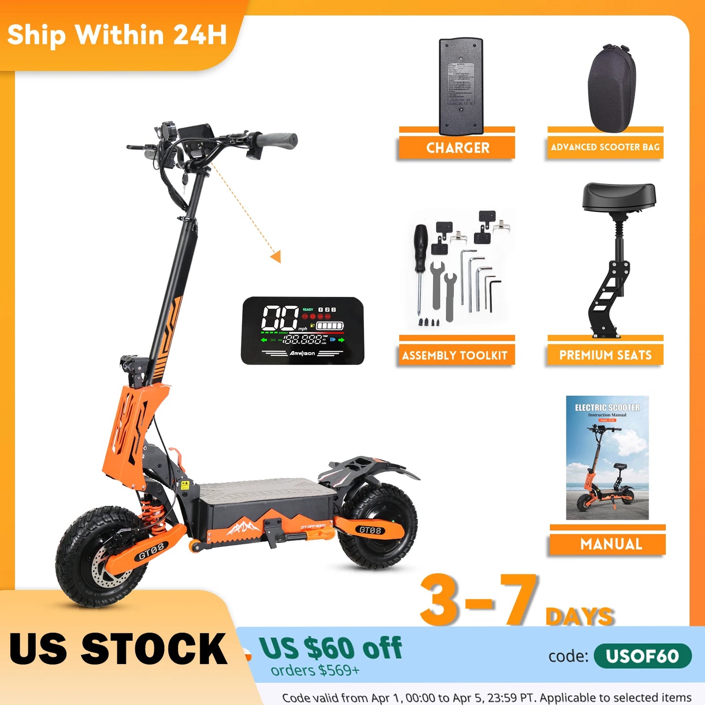 Arwibon 5600W Dual Motor Scooter