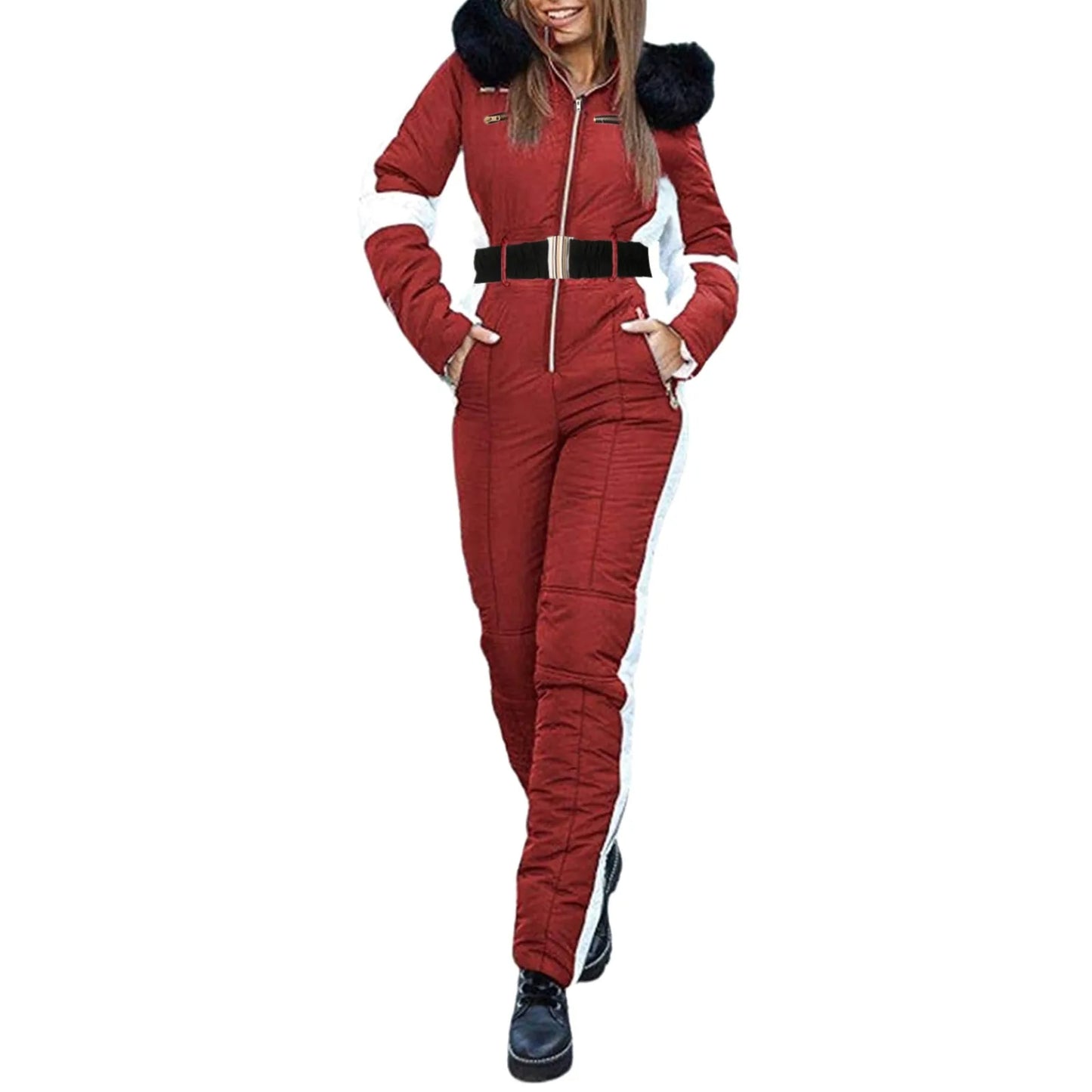 Women's Winter Ski Jumpsuit – Quilted & Zippered