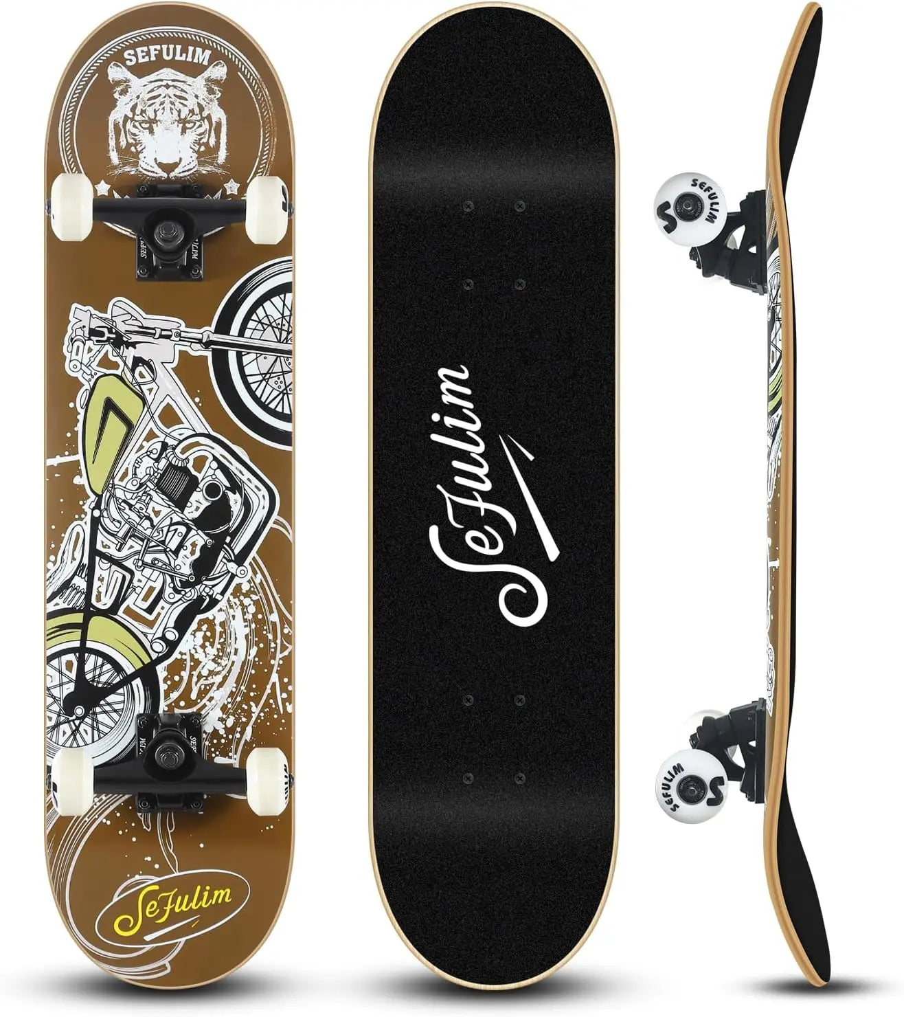 Motorcycle Sefulim 31 x 8 Inch Complete Skateboard