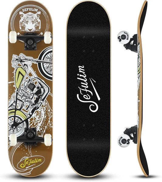 Motorcycle Sefulim 31 x 8 Inch Complete Skateboard