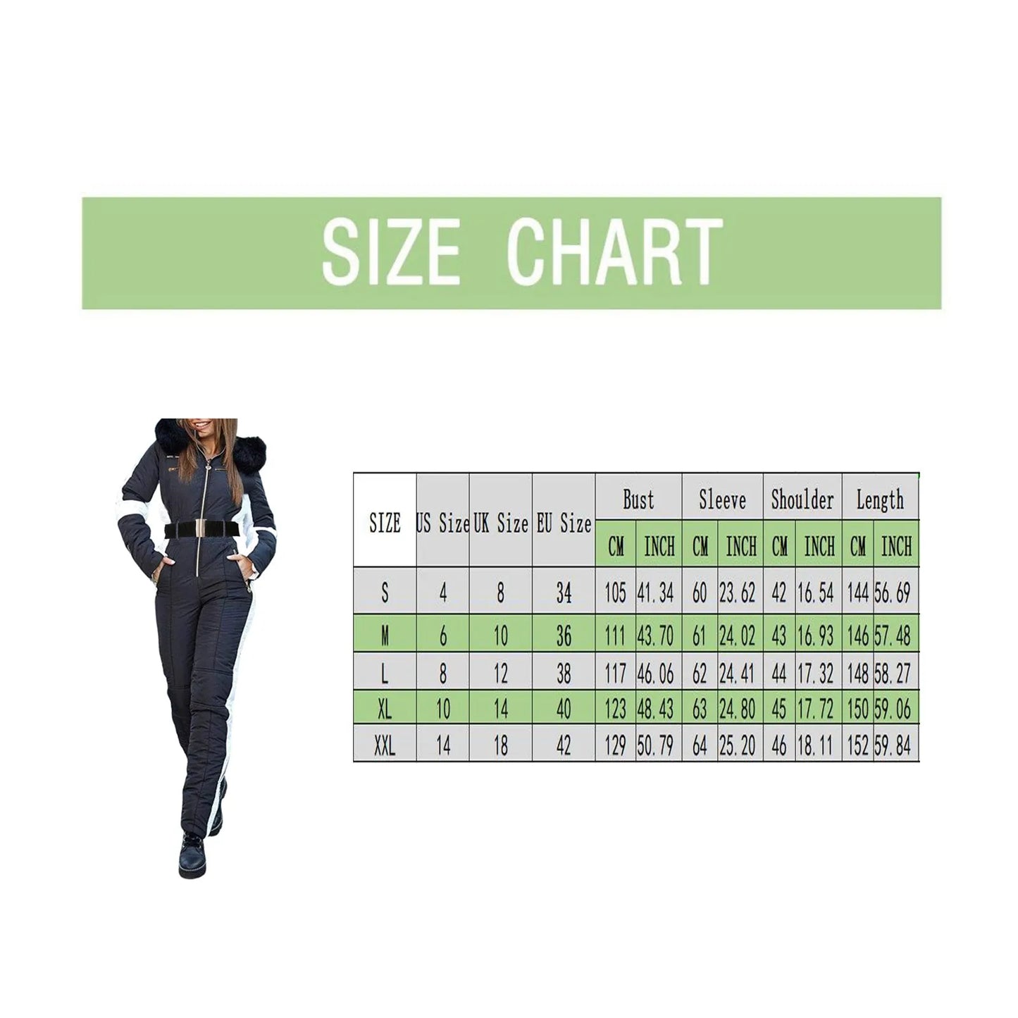 Women's Winter Ski Jumpsuit – Quilted & Zippered