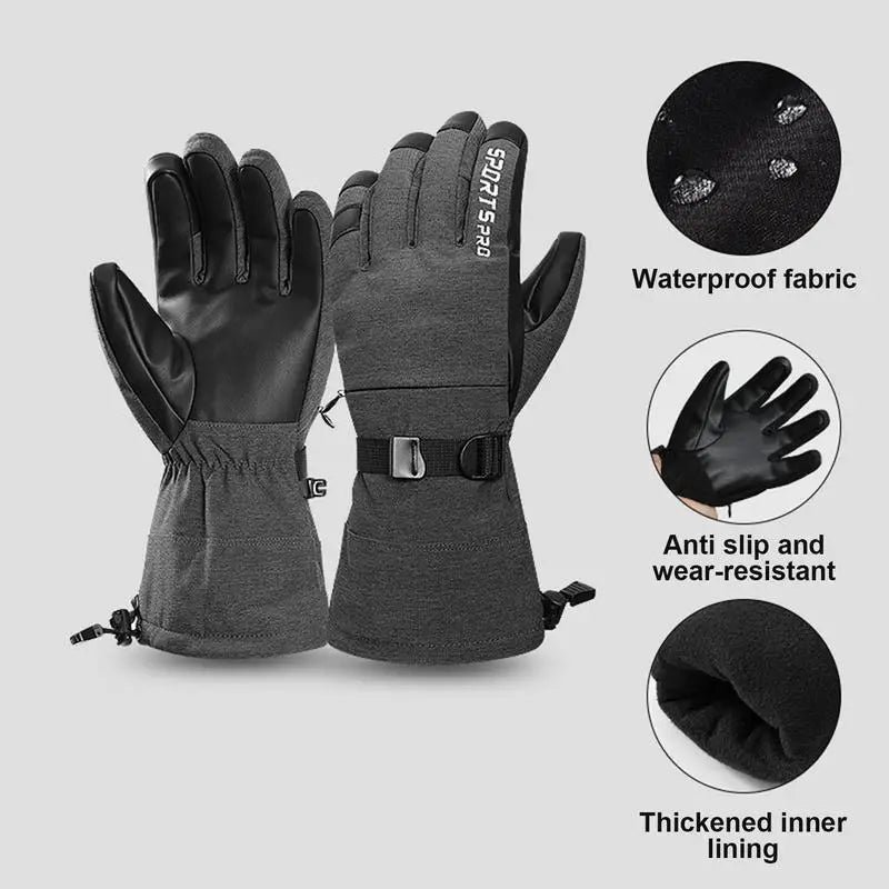 Touchscreen Fleece Ski Gloves – Waterproof & Windproof