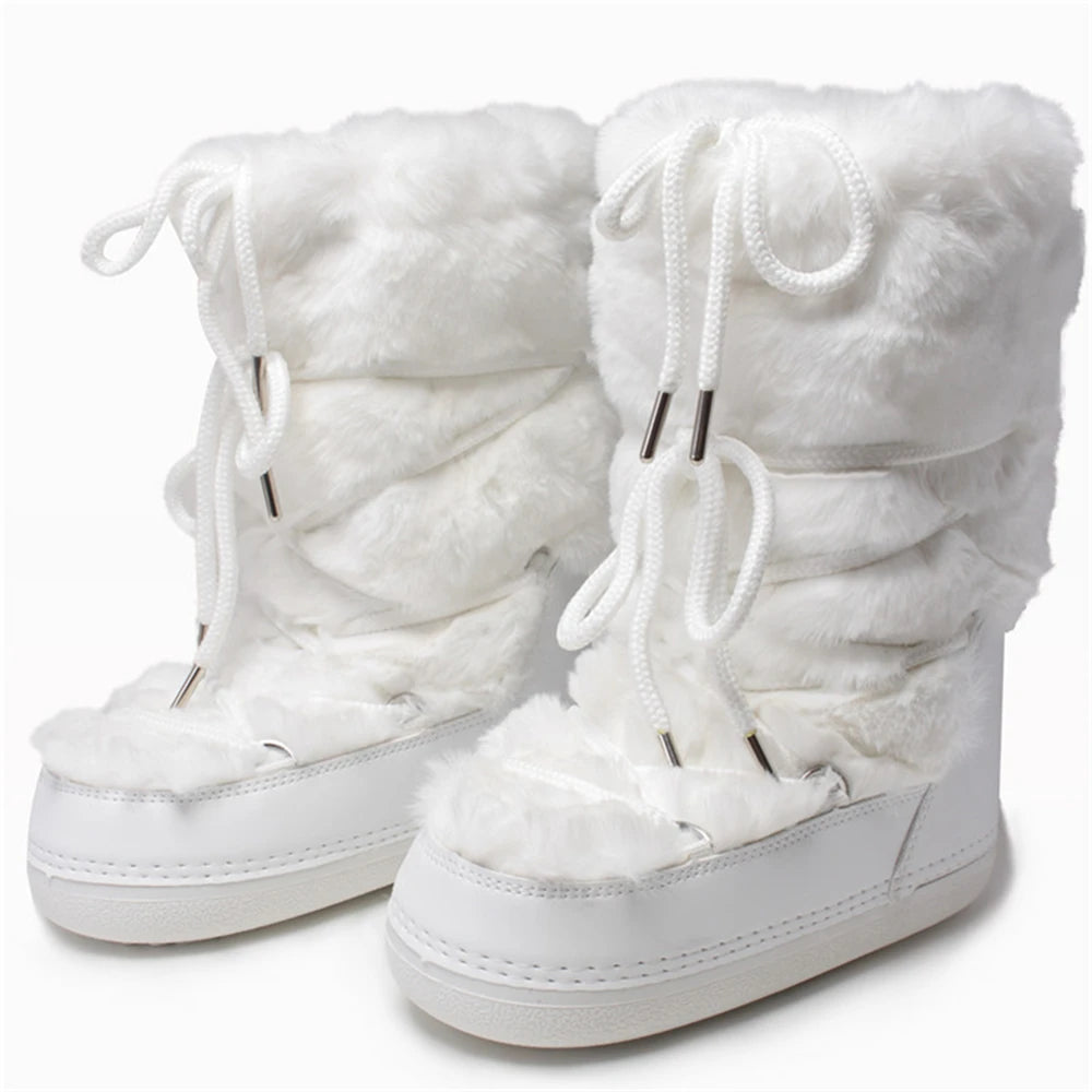 2024 Platform Snow Boots – Faux Fur & Lace-Up