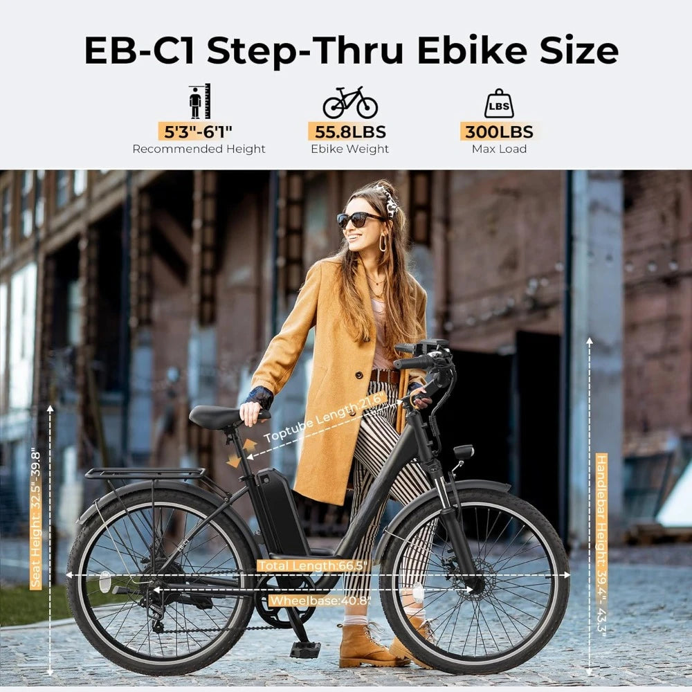 26" Step-Through Electric Bike