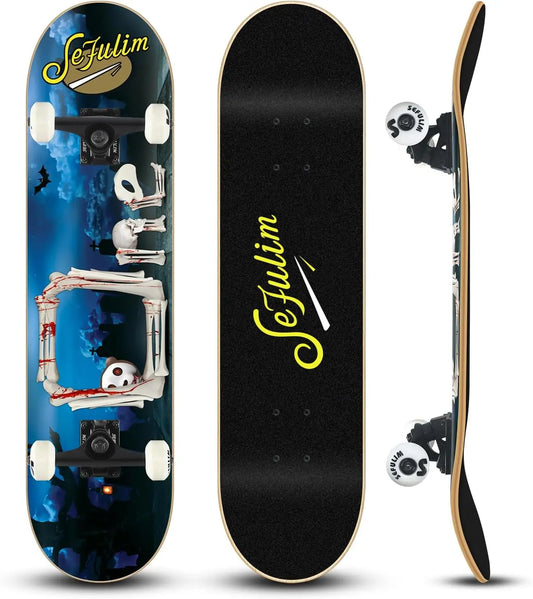 Skull 1 Sefulim 31 x 8 Inch Complete Skateboard