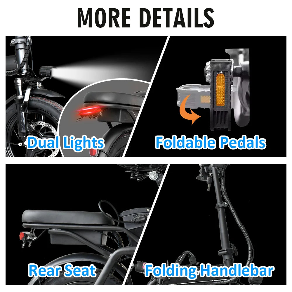 14" Folding Ebike Multi-Shock Suspension