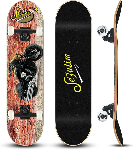 Motorcycle Wall Sefulim 31 x 8 Inch Complete Skateboard
