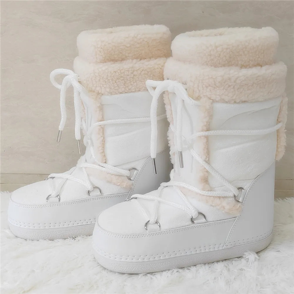 2024 Platform Snow Boots – Faux Fur & Lace-Up