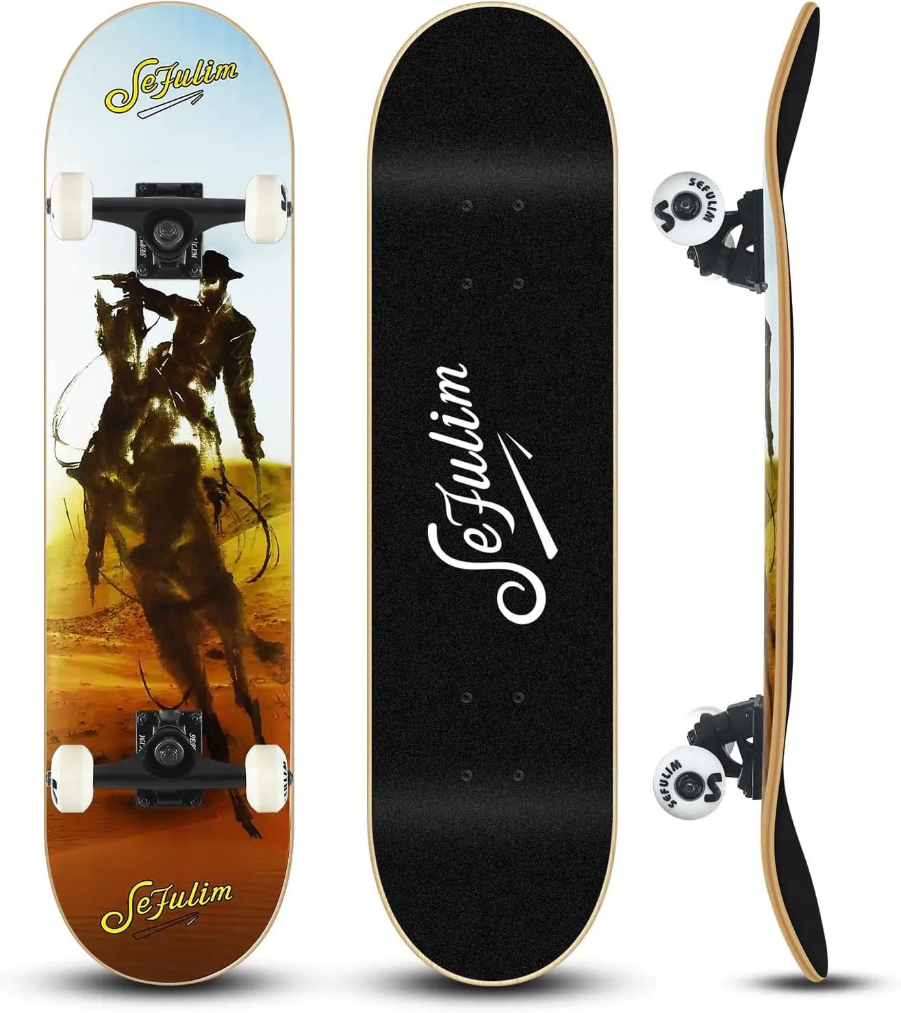 Cowboy Sefulim 31 x 8 Inch Complete Skateboard