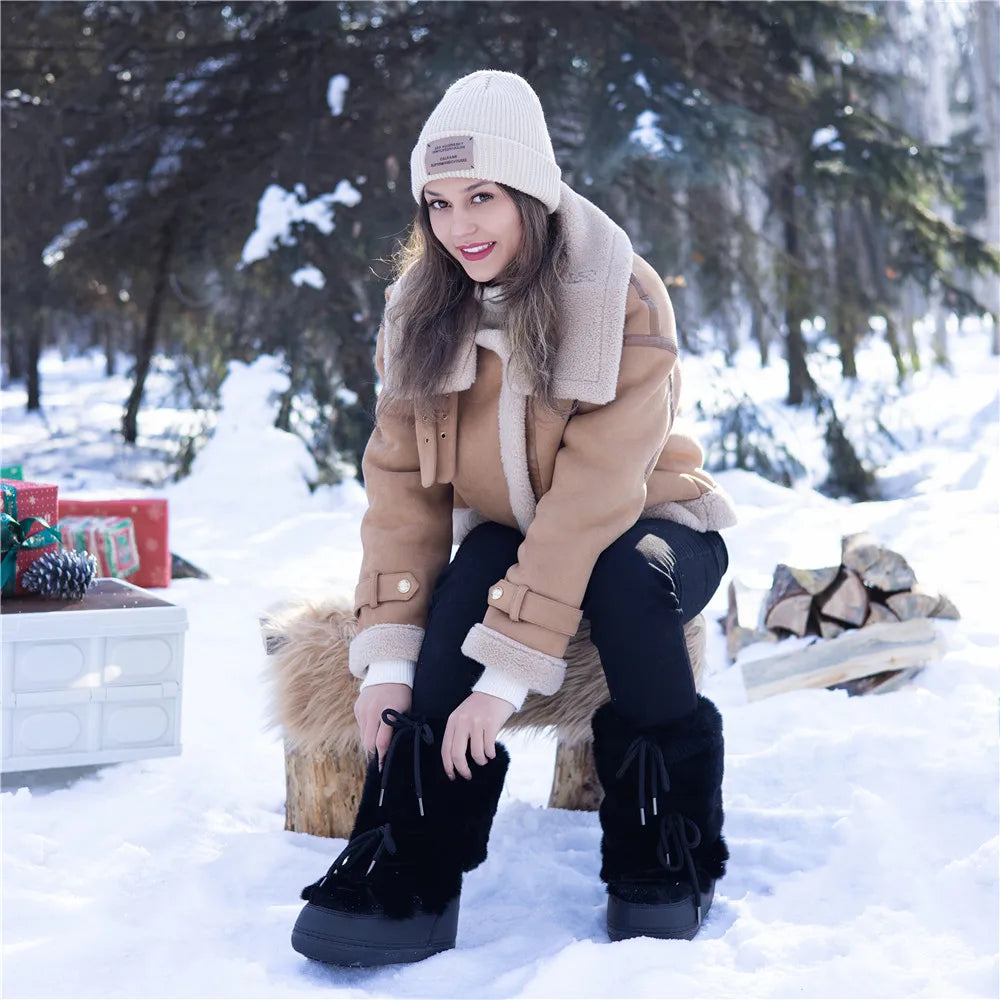 2024 Platform Snow Boots – Faux Fur & Lace-Up