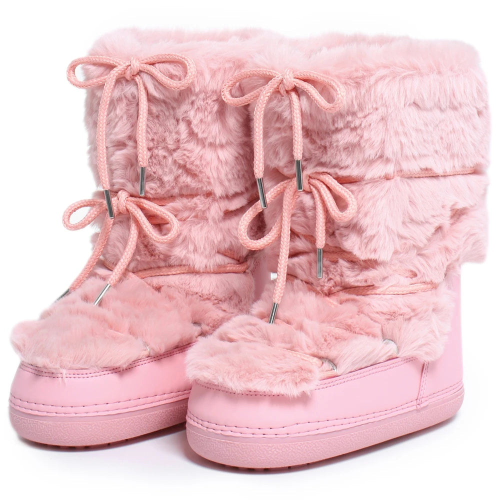 2024 Platform Snow Boots – Faux Fur & Lace-Up