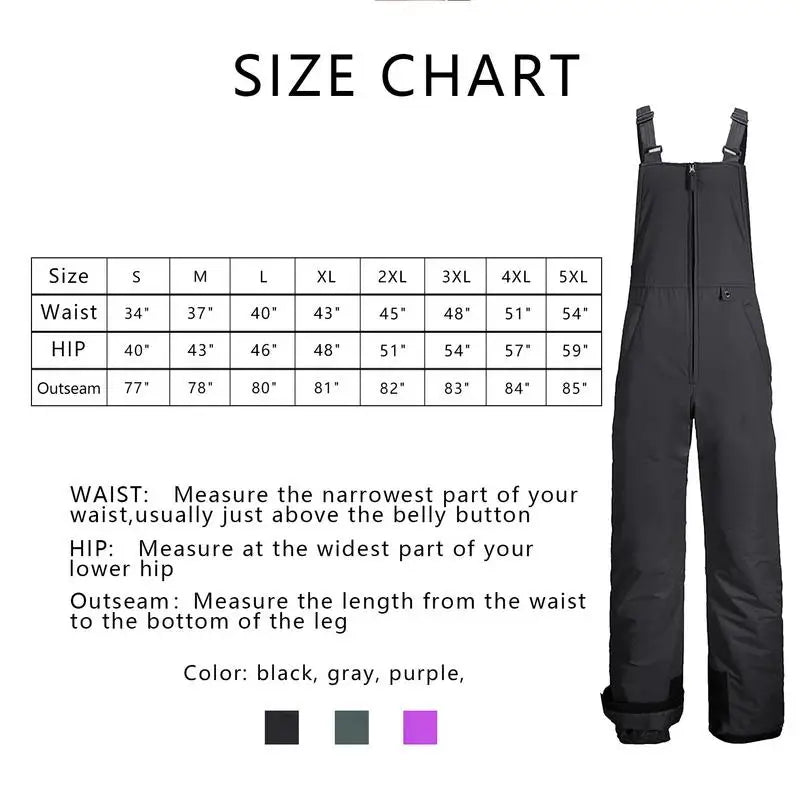 Men’s Winter Ski Bib Pants – Waterproof