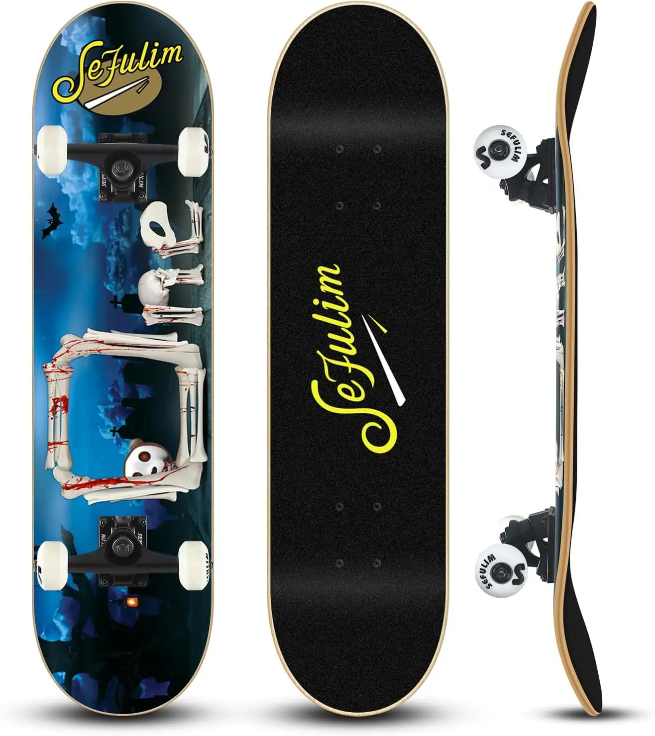 Skull 1 Sefulim 31 x 8 Inch Complete Skateboard