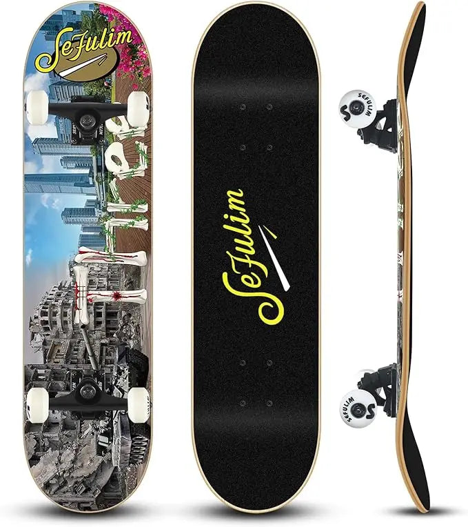 Skull 3 Sefulim 31 x 8 Inch Complete Skateboard