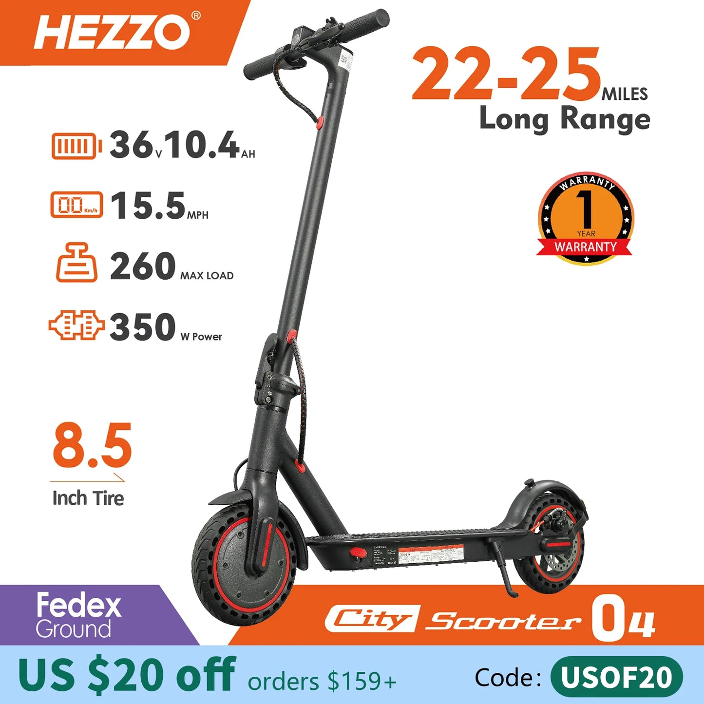 HEZZO 350W 10.4Ah Scooter