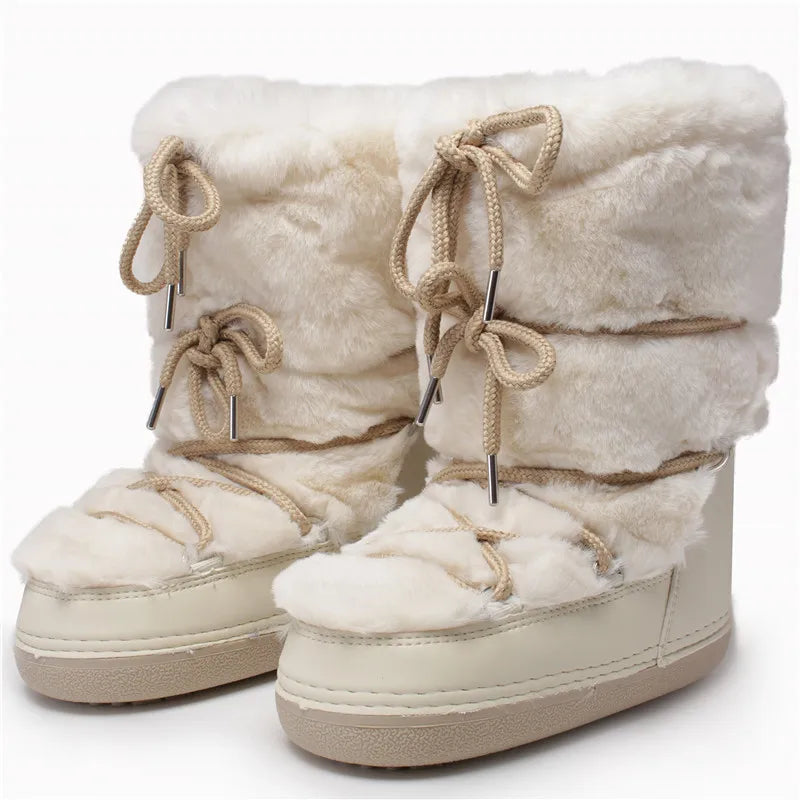 2024 Platform Snow Boots – Faux Fur & Lace-Up