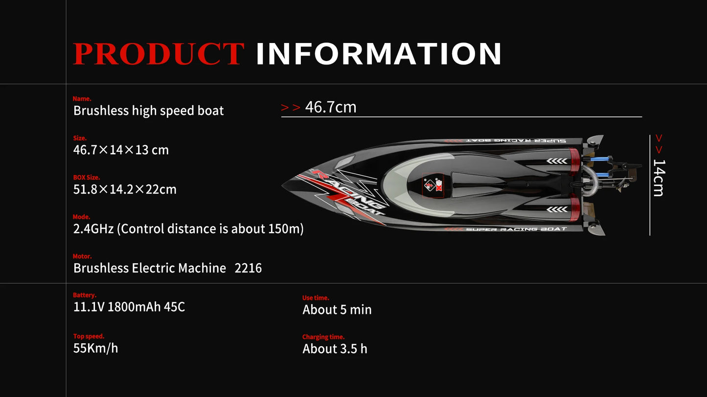 Racing Speedboat with 2 Batteries