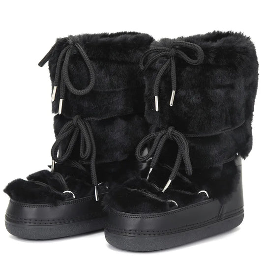 2024 Platform Snow Boots – Faux Fur & Lace-Up